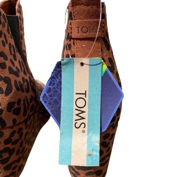 Toms Bootie Wedge Kelsey Dark Ember Leopard Suede 8 NWT - Picture 5 of 6